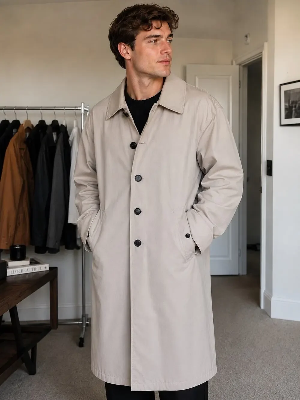 Burberry Mens Balmacaan Car Coat (Made in England; Size M)